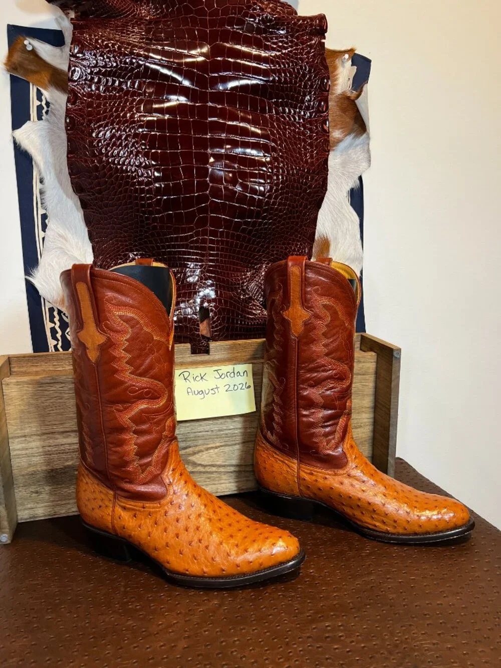 Ferrini P's Tan Full Quill Ostrich Cowboy Boots in Men's Size 11EE